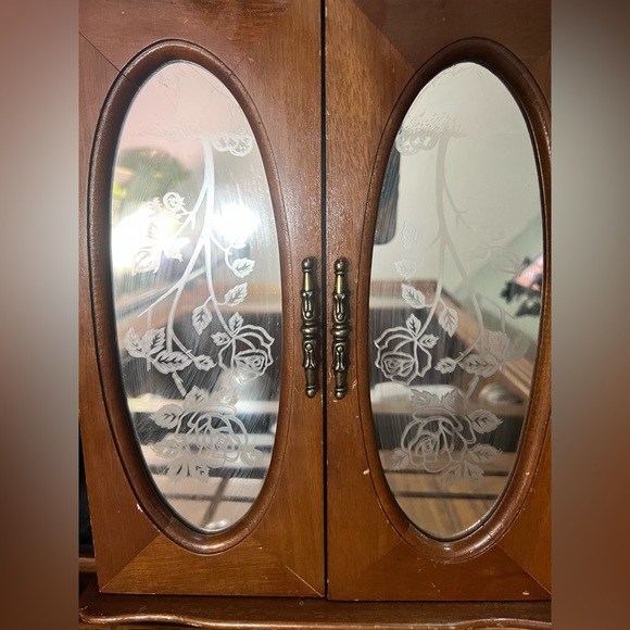 Vintage Centurion Wood Jewelry Box, Front Opening With Rose Mirror Doors - Picture 2 of 7